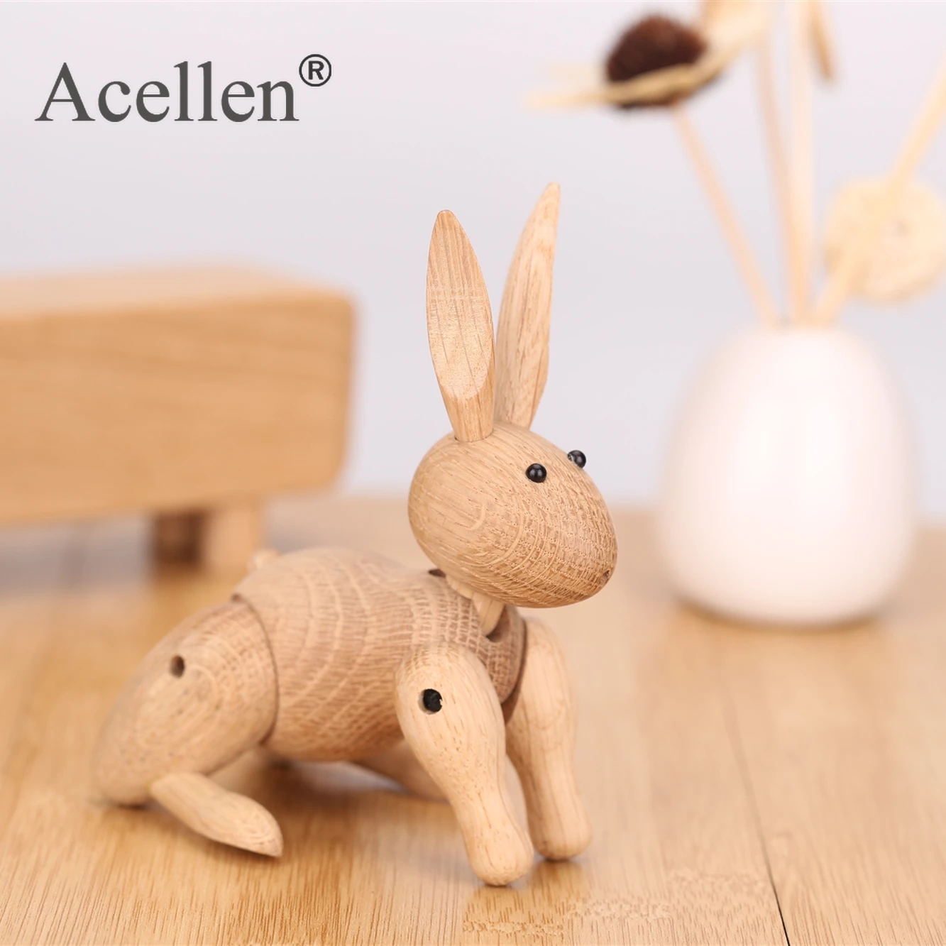 Деревянная Фигурка кролика ручной работы для детской спальни гостиной