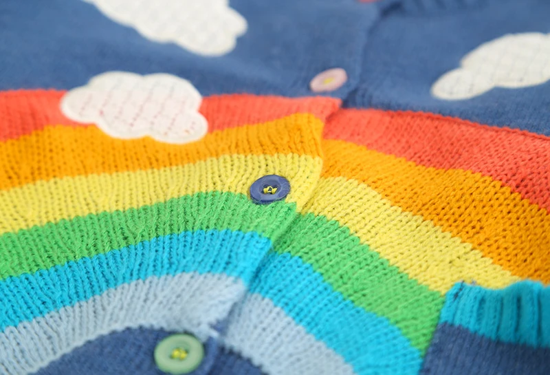 SAILEROAD 2 7лет Радуга Вышивка вязаный свитер для девочки Осенний кардиган мальчиков