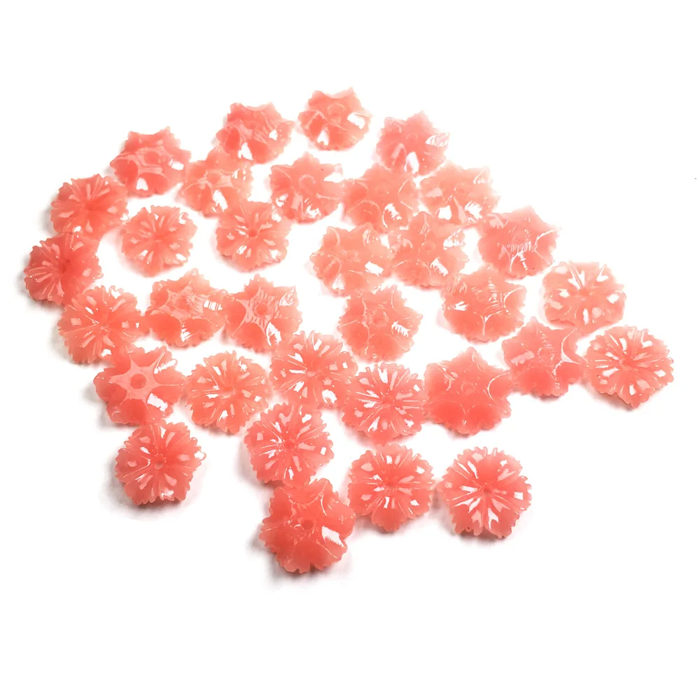 Синтетический коралл гравировка цветок Дырокол в форме свободные бусины