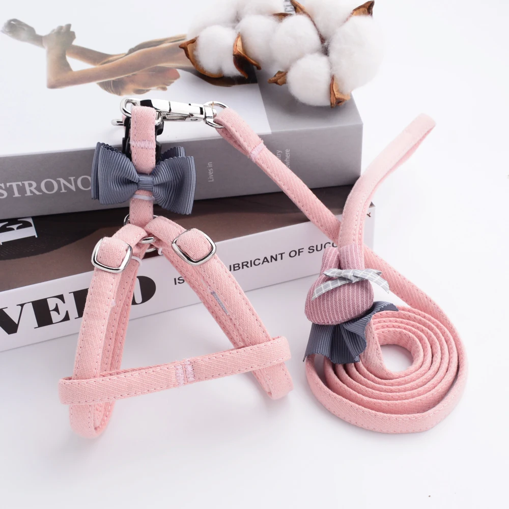 Luxury Cute Rabbit Dog Harnesses And Leashes Set Small Medium Cat Pet Lead Collar Out Comfort French Bulldog Terrier Yorkshire