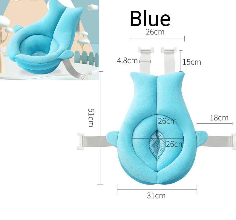 blue Детский коврик для сиденья для ванны, складной детский Коврик для ванны и стула, подушка для ванны для новорожденных, Детская нескользящая Мягкая комфортная подушка для тела - Цвет: blue