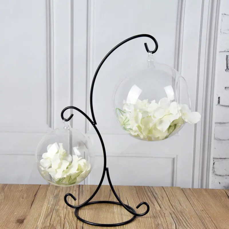 Стеклянная безделушка с 2 крючками для украшения дома и сада черного цвета|Лотки