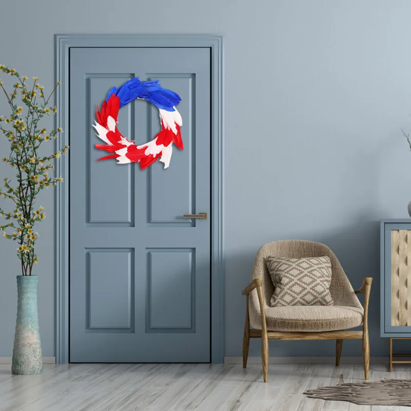 

Patriotic Wreath Independence Day Wreath Porch Front Door Decoration Outdoor Hanging Garland Decor HVR88
