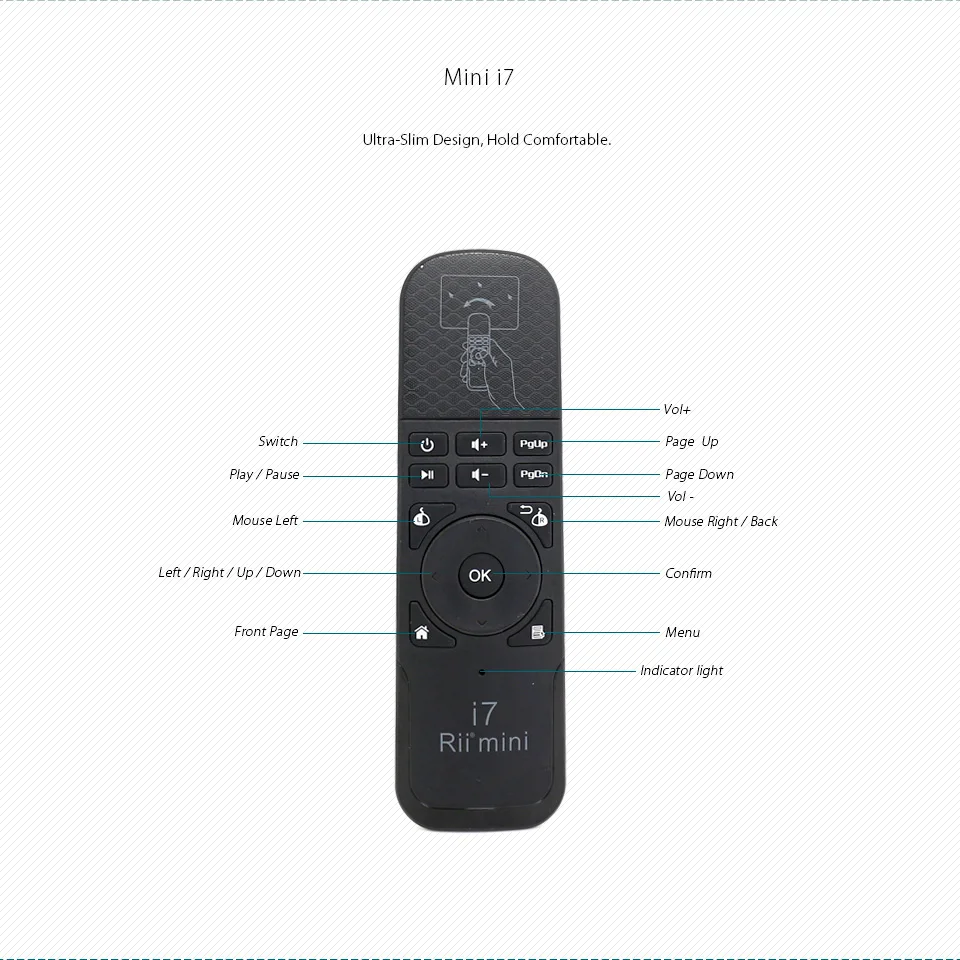 Беспроводная мини-мышь Rii i7 2 4 ГГц для ТВ-приставки Android мини-ПК IPTV ТВ-приставка