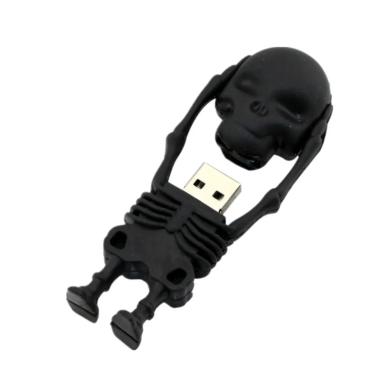 usb флеш-накопитель 128 ГБ флеш-накопитель 32 Гб черный череп скелет Флешка 16 ГБ 8 ГБ 64 ГБ usb 2,0 usb память подарок на Рождество, Хэллоуин