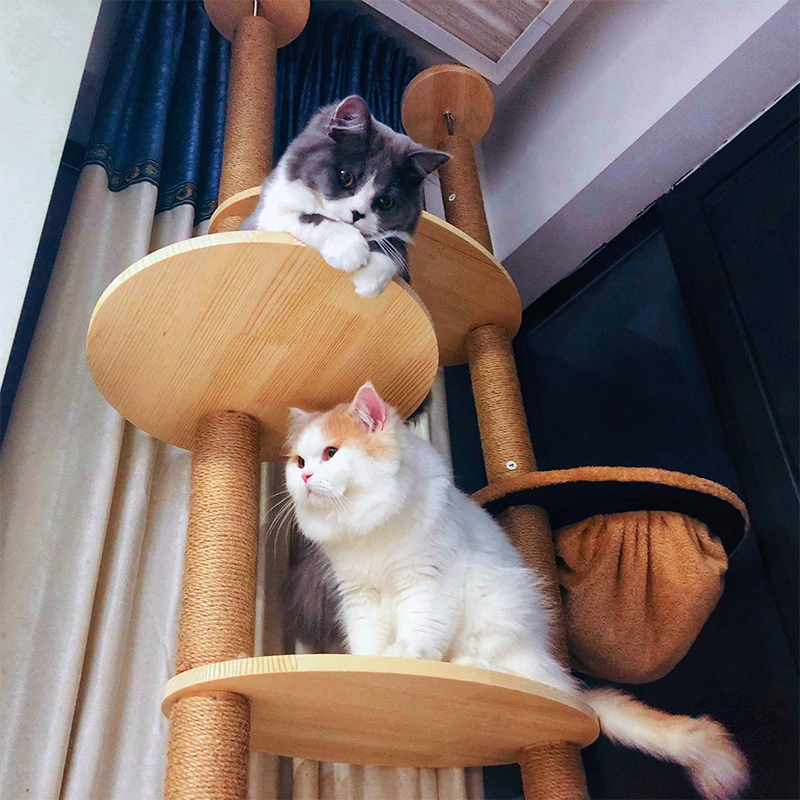 

Cat Scratching Post Cat Tree Sisal Solid Wood DIY Cat Climbing Frame Replacement Post Accessories Kitten Toy Pet Furniture