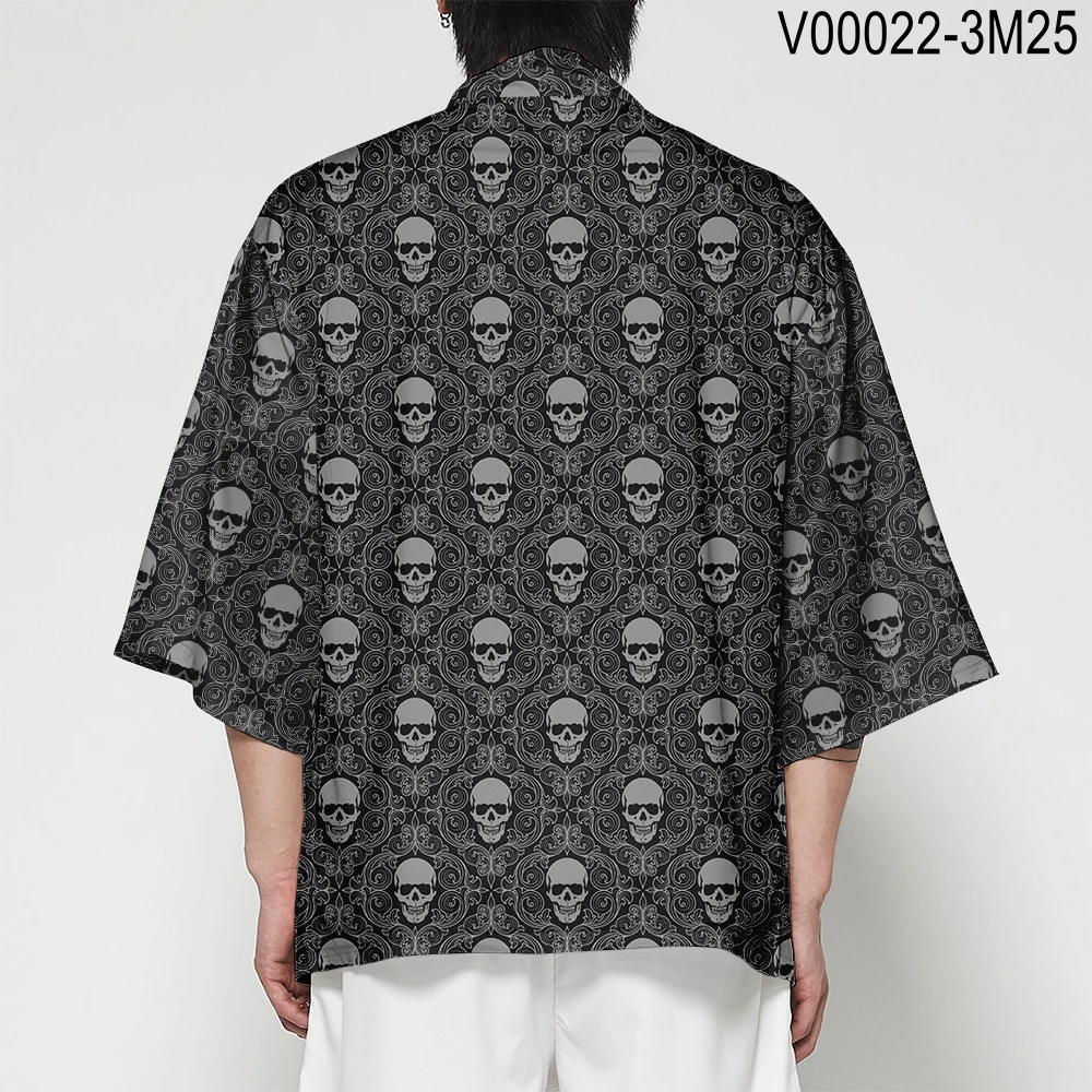 Японский рукав летучая мышь Haori Yukata кимоно летнее Кимоно Кардиган для мужчин Уличная 3D футболка кран суши костюм самурая кимоно - Цвет: V00022