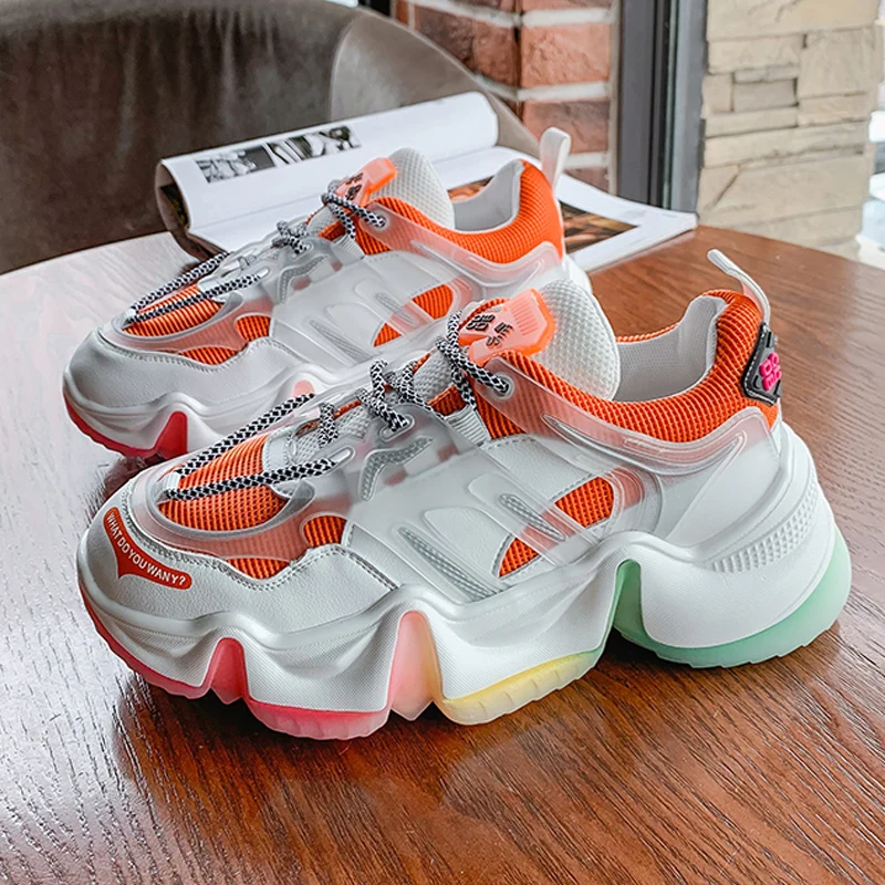 Женские кроссовки на массивной платформе Брендовые повседневные кожаные