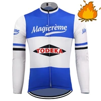 2022 retro mens winter thermal fleece long sleeve cycling jersey bike top
