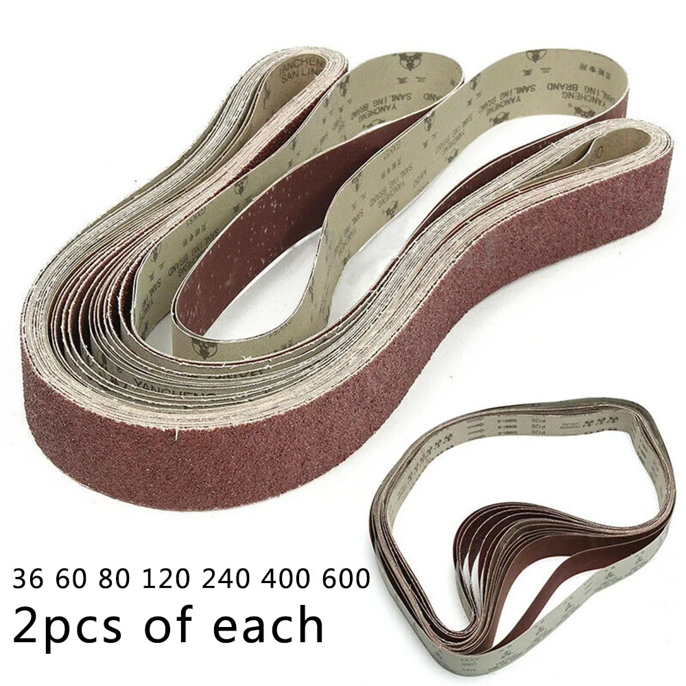 

14pcs 1800x50mm Alumina Sanding Belts 36-600 Grits For Metal Wood Polishing Tool