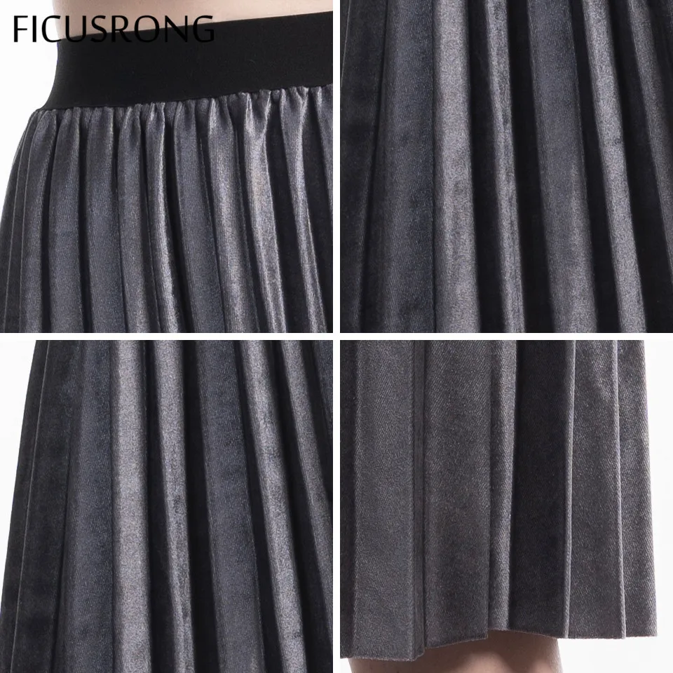 FICUSRONG, новинка, повседневная, с высокой талией, облегающая женская бархатная юбка, плиссированные юбки, Осень-зима, плиссированная Офисная Женская юбка