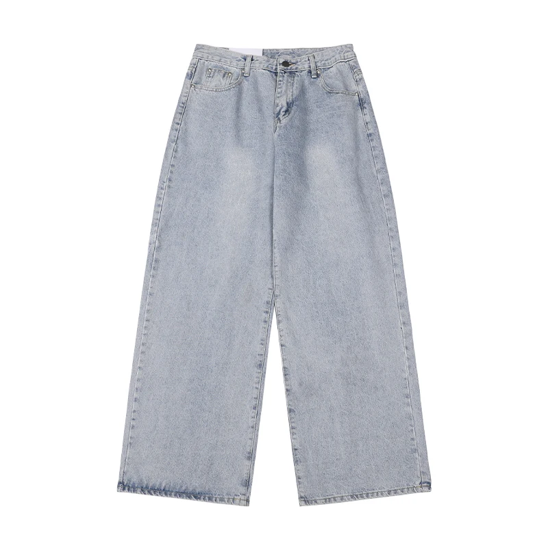 

SHENGPALAE minimalist wash jeans women's spring 2021 new high waist light blue loose straight denim pants female tide 5E110