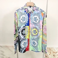 spring summer chic menwomens floral print long sleeves shirts europe style mens high quality casual shirt tops c336