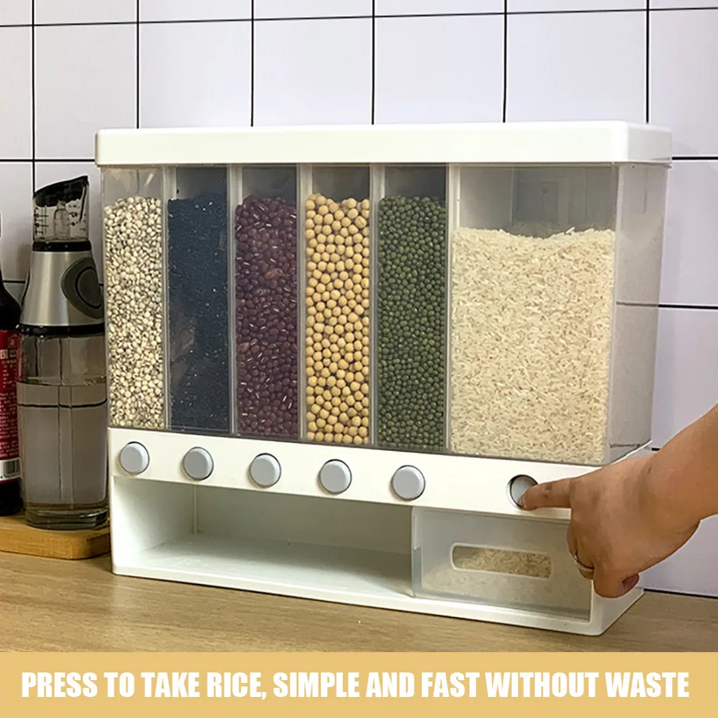 

9-10L Wall-mounted Dry Food Dispenser Grain Rice Bucket Wall-mounted Rice Storage Tank Kitchen Storage Food Container 13