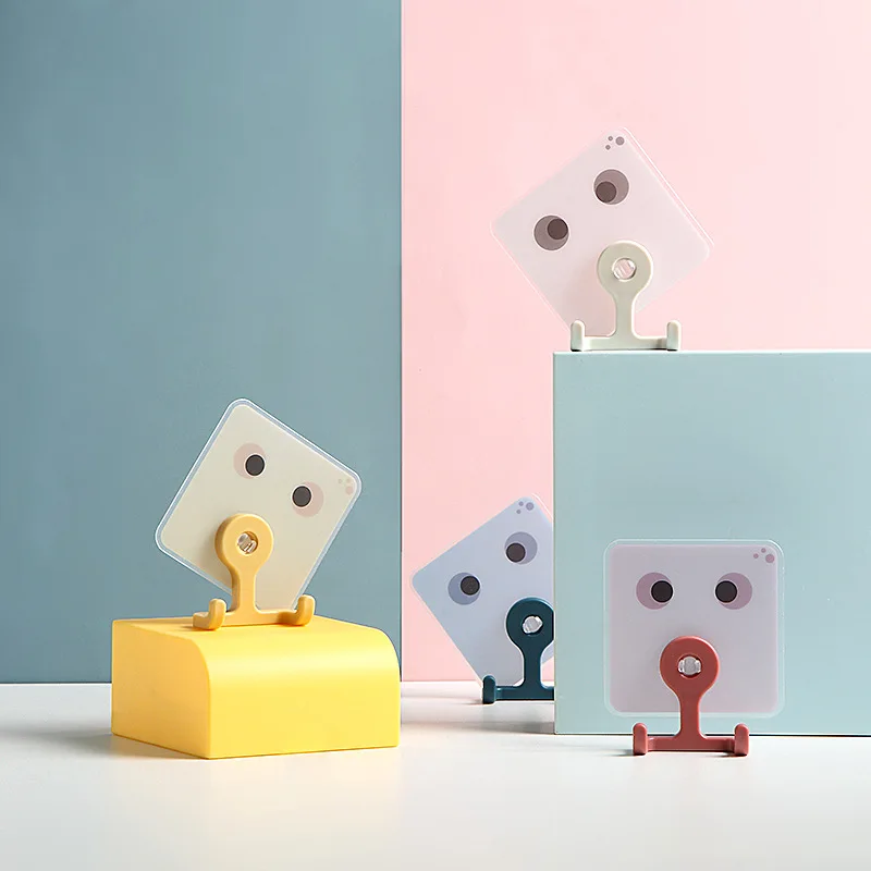 

Creative Cute Rotatable Double-headed Hook Punch-free Glue Hook Bathroom Cartoon Wall Hanging Seamless Small Glue Hook