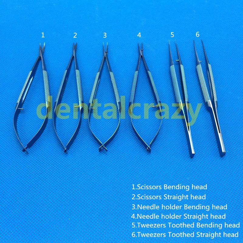 Dental Instruments Ophthalmic Surgical Instruments 14cm Titanium Scissors+Needle Holders +Tweezers Surgical tools