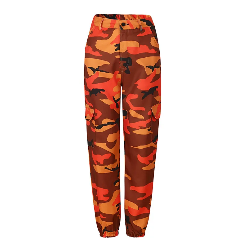 

Loose Type Cargo Pants Camouflage Print Ankle Length High Waist Cotton Pants Size S To 3XL 2019 Women Casual Fashion Denim Pants