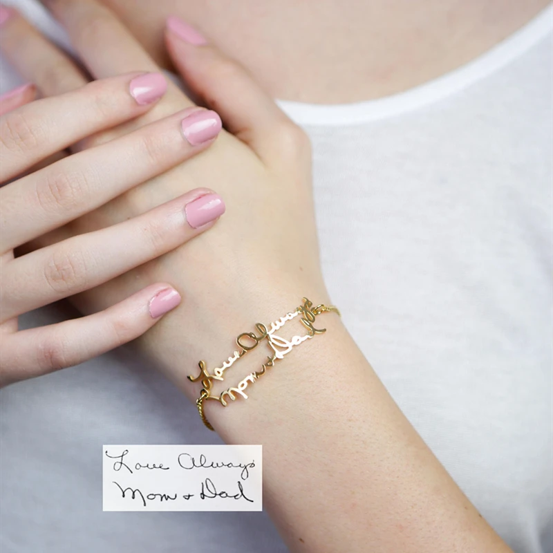 Персонализированный двухслойный фирменный браслет с именем почерк табличка для