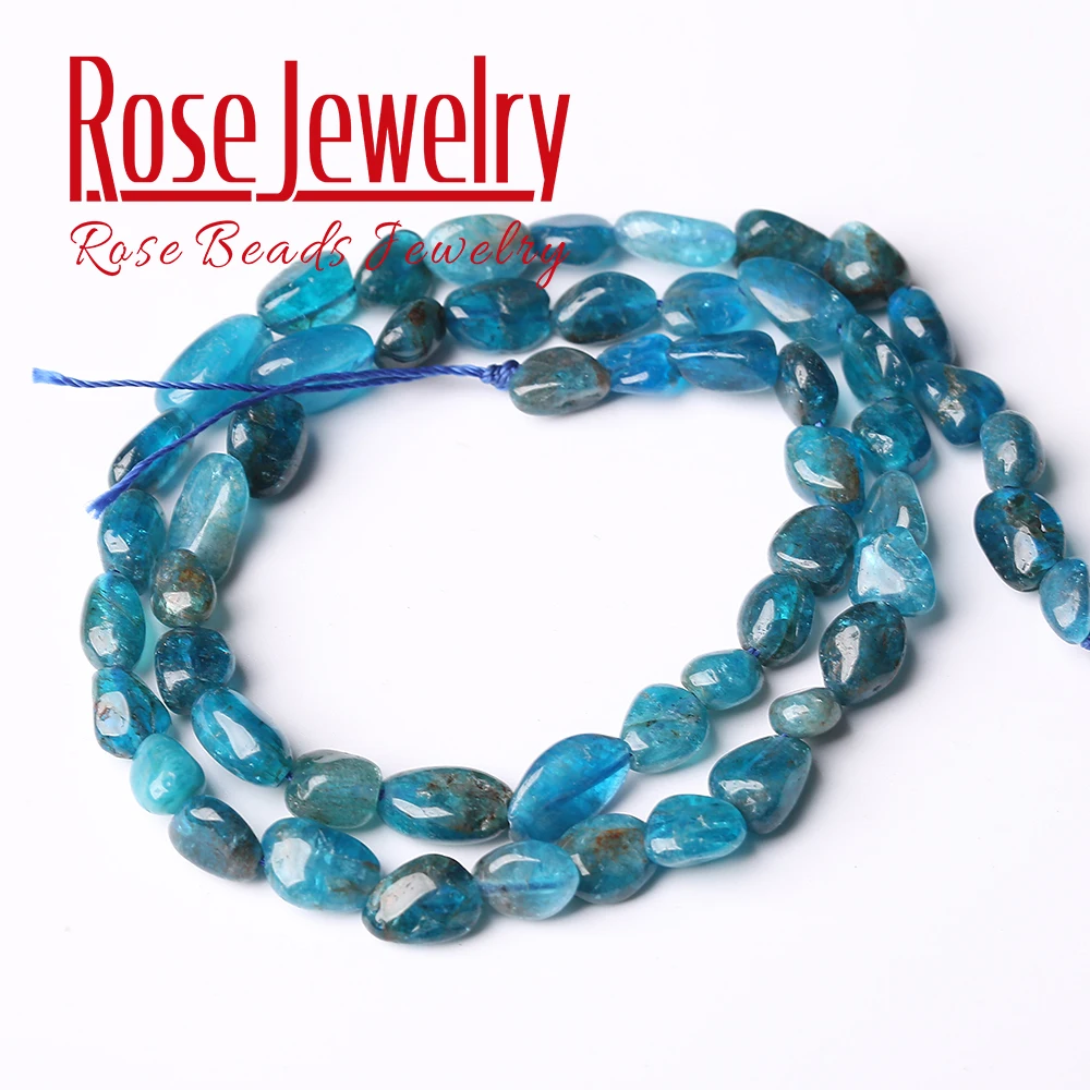 

8-10mm Natural Irregular Blue Apatite Stone Beads Loose Stone Spacer Beads For Jewelry Making DIY Bracelet 15'' Inches Wholesale