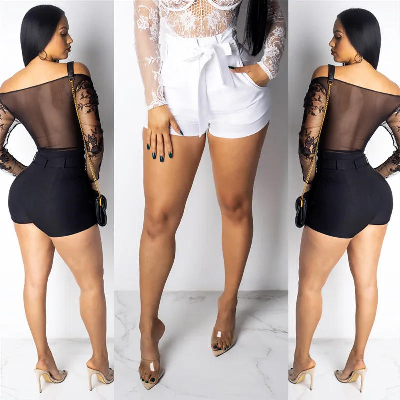 Женские повседневные шорты с завышенной талией оборками и бантом бандажные