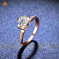 umq rose gold excellent flower cut d color pass diamond test pt950 stamped ring 925 silver sparkling moissanite wedding ring