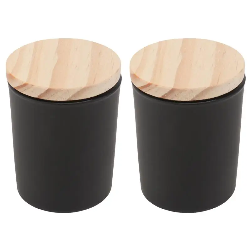 

2PCS Empty Candle Cu Soybean Candle Glass Bottle with Wooden Lid Scented Candles Birthday Candle Candle Jars Decoracion