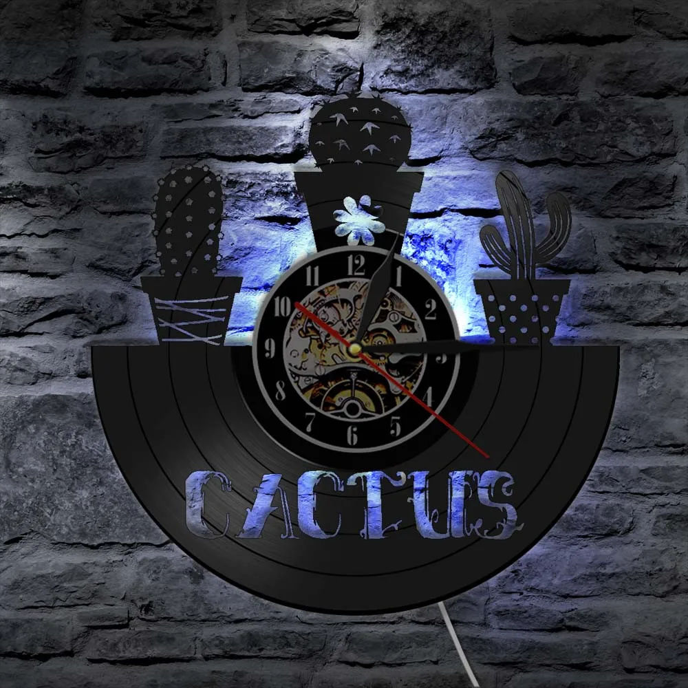 Кактус цветочный горшок искусство кактус винтажная виниловая пластина