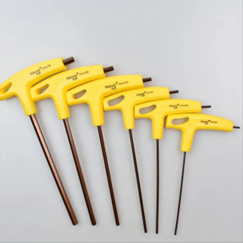 Шестигранный ключ T-образный с рукояткой, 1 шт., 400 мм, плоская/шаровая головка, отвертка-головка с двумя концами Allen, универсальный инструмент для винтов.