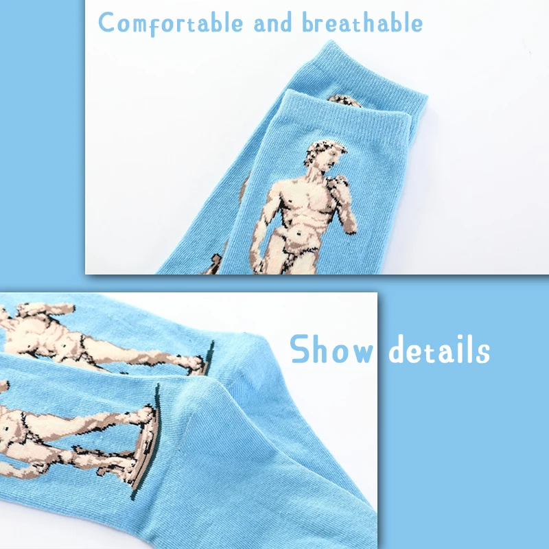 3D Retro Painting Art Socks Harajuku Happy Skateboard Unisex Women Men Van Gogh Starry Night Artistic Vintage Pattern Sock | Мужская