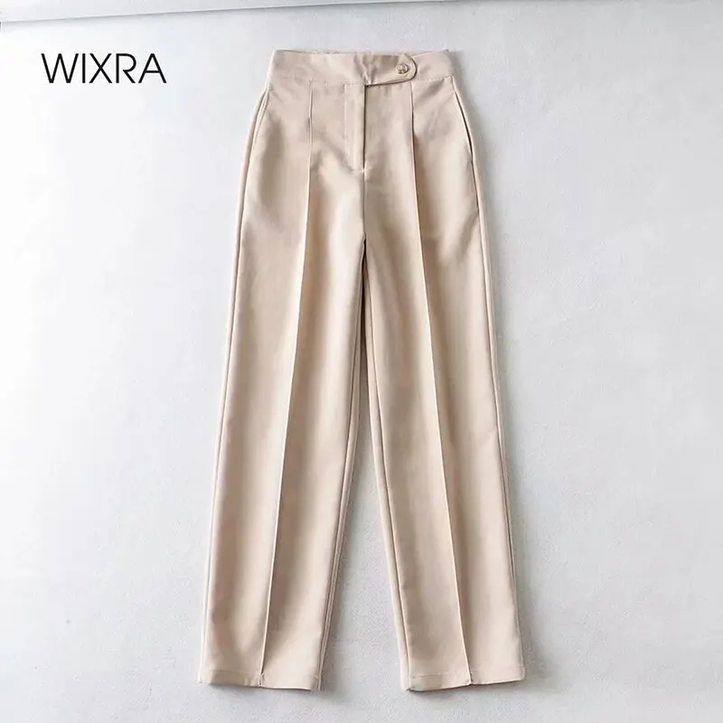 

Wixra Womens Zippers Straight Pants Casual Office Style Pockets New Fashion Long Trousers Spring Summer
