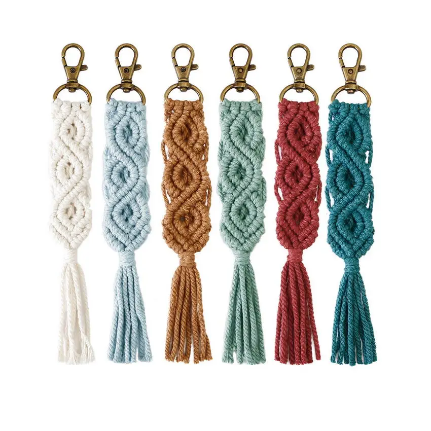 Античный латунный цветной Плетеный макраме брелок в стиле бохо рюкзак