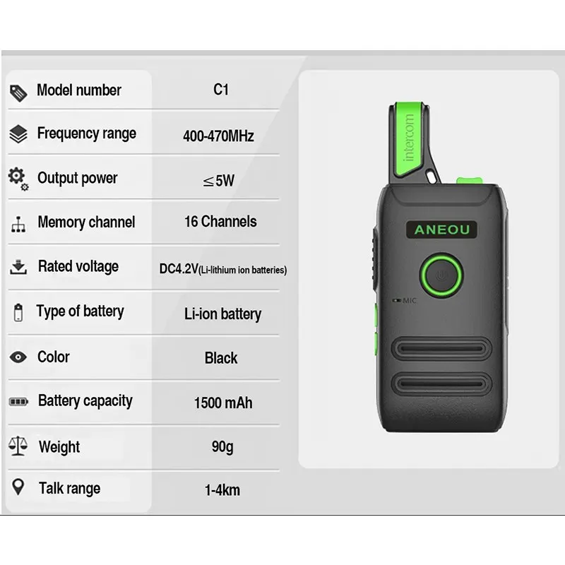 5 шт. мини иди и болтай Walkie Talkie “иди ANEOU C1 Вт 16CH UHF 400 470 МГц двухстороннее радио Baofeng