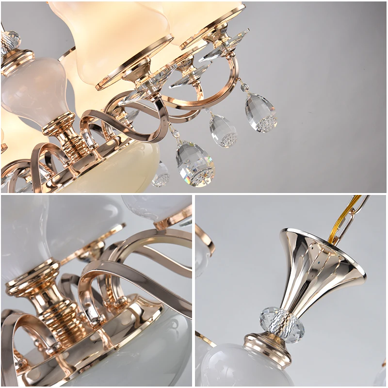 Светодиодные люстры для гостиной современные золотистые металлические лампы