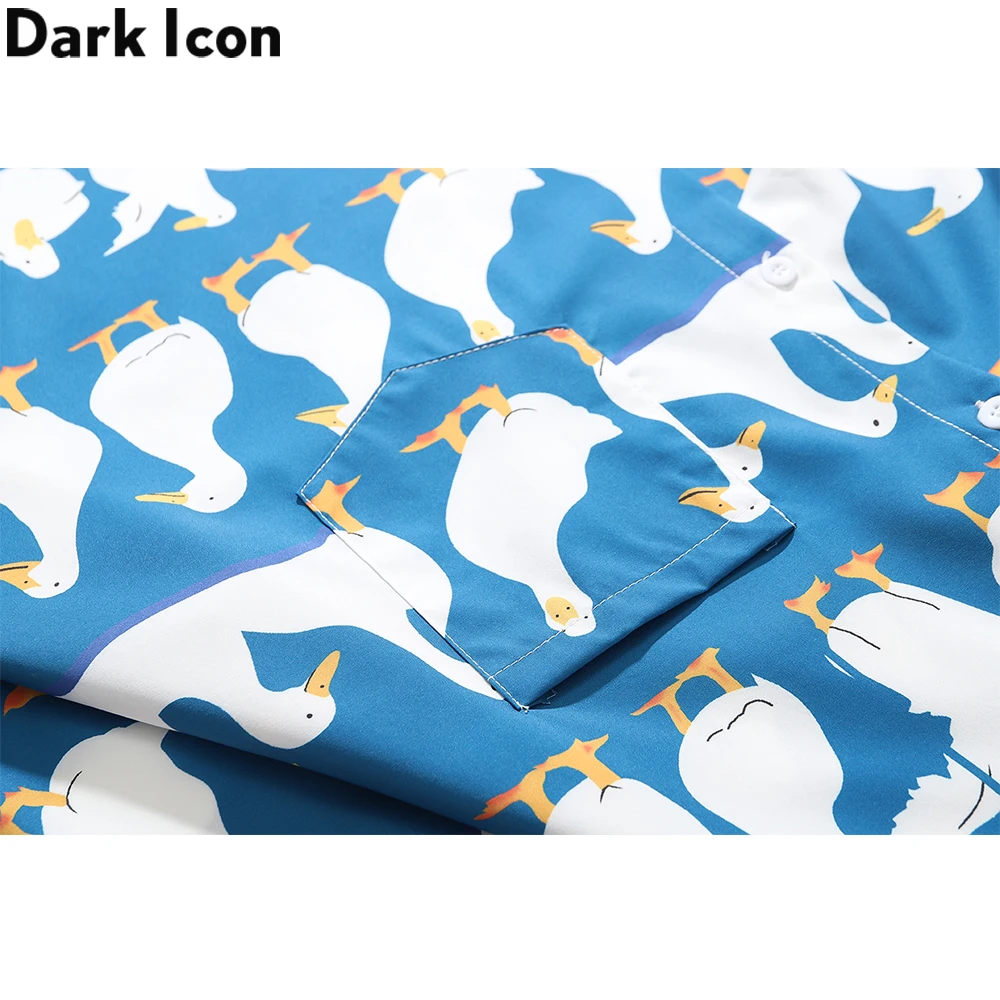 Dark Icon Funny Printed Oversized Men's Shirt 2021 Summer Holiday Hawaiian Shirts Male Top 2 Colors