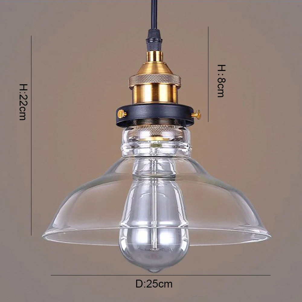 Винтажный стеклянный подвесной светильник в стиле индастриал современный с
