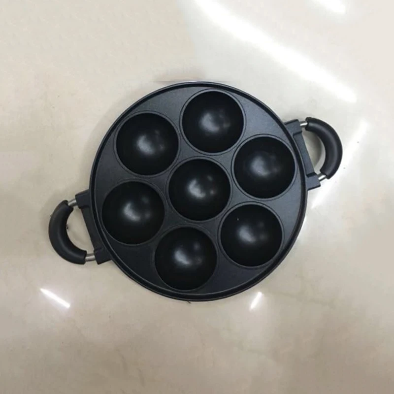 

CN 7-Hole Cake Cooking Pan Cast Iron Omelette Pan Non-stick Cooking Pot Breakfast Egg Cooking Pie Cake Mold Kitchen Cookware