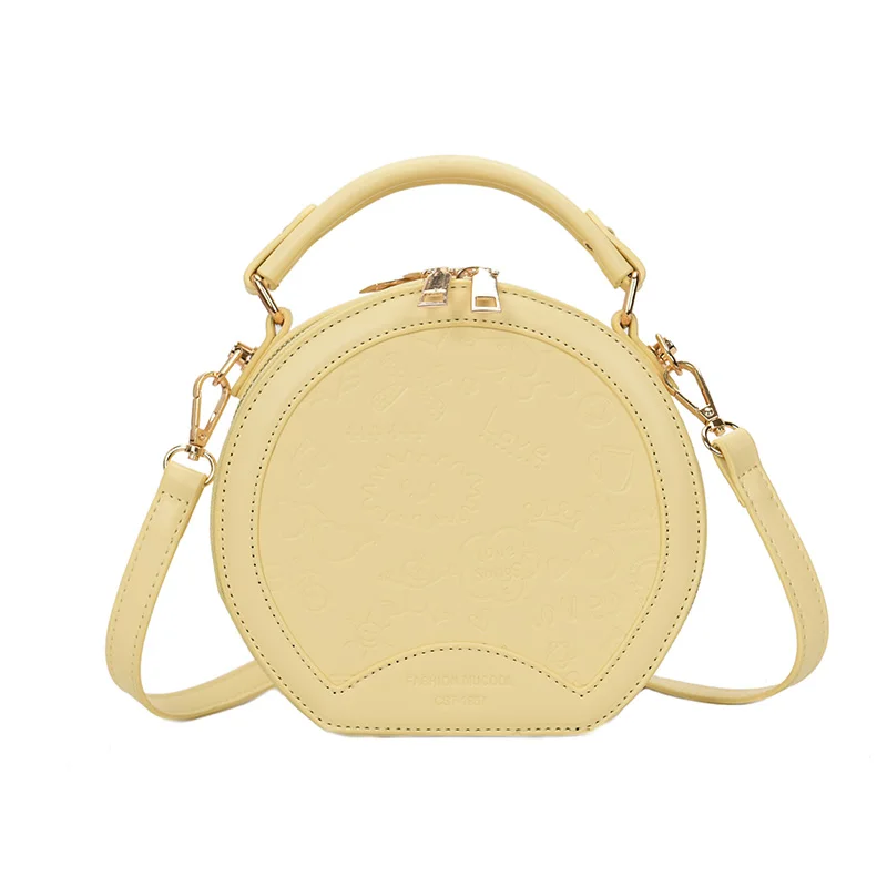 

2021 новая простая модная мини-сумка с тиснением, женская сумка, круглая сумка через плечо для женщин DSFC0159