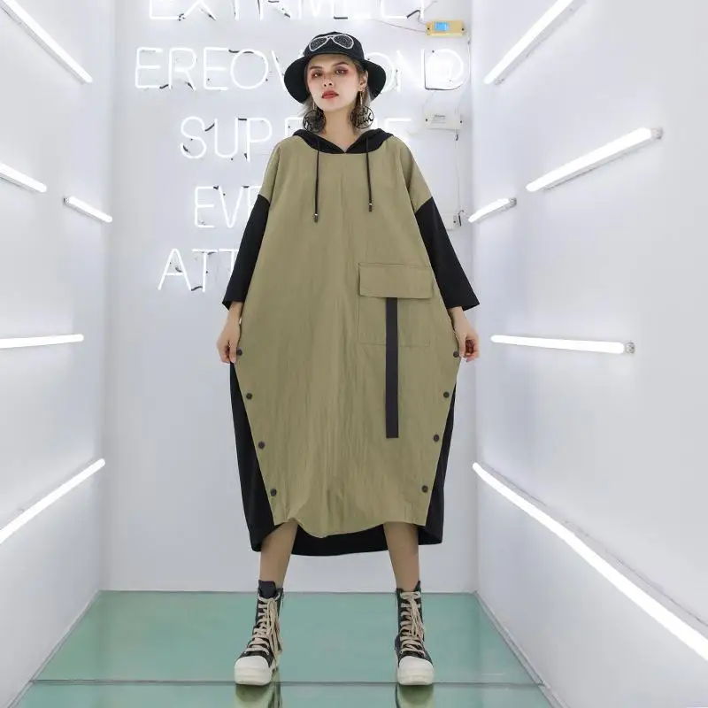 Z-ZOUX Women Dress Hooded Patchwork Long Sleeve Dresses Asymmetry Ladies Large Size Loose Casual Autumn 2019 | Женская одежда