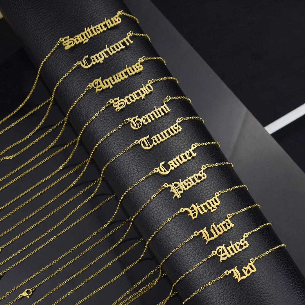 Панк 12 гороскоп Звезды зодиака ожерелье с подвеской со знаком Овен Лев созвездий