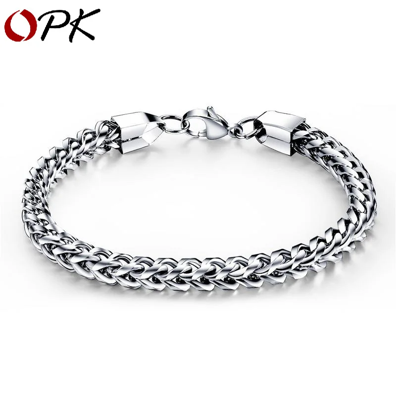 

OPK new personality square men's titanium steel bracelet bracelets charm bracelet bracelets