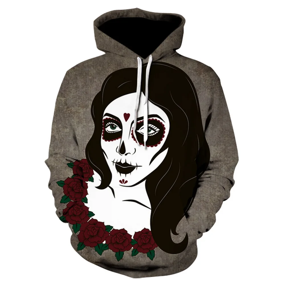 Новая мода цветочный сахарный череп 2020 розы 3D Осень Толстовка для мужчин