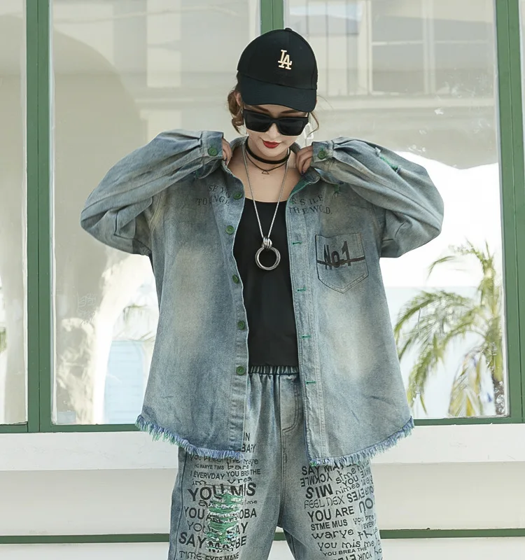 Свободная Корейская универсальная синяя трендовая женская рубашка Cardian с