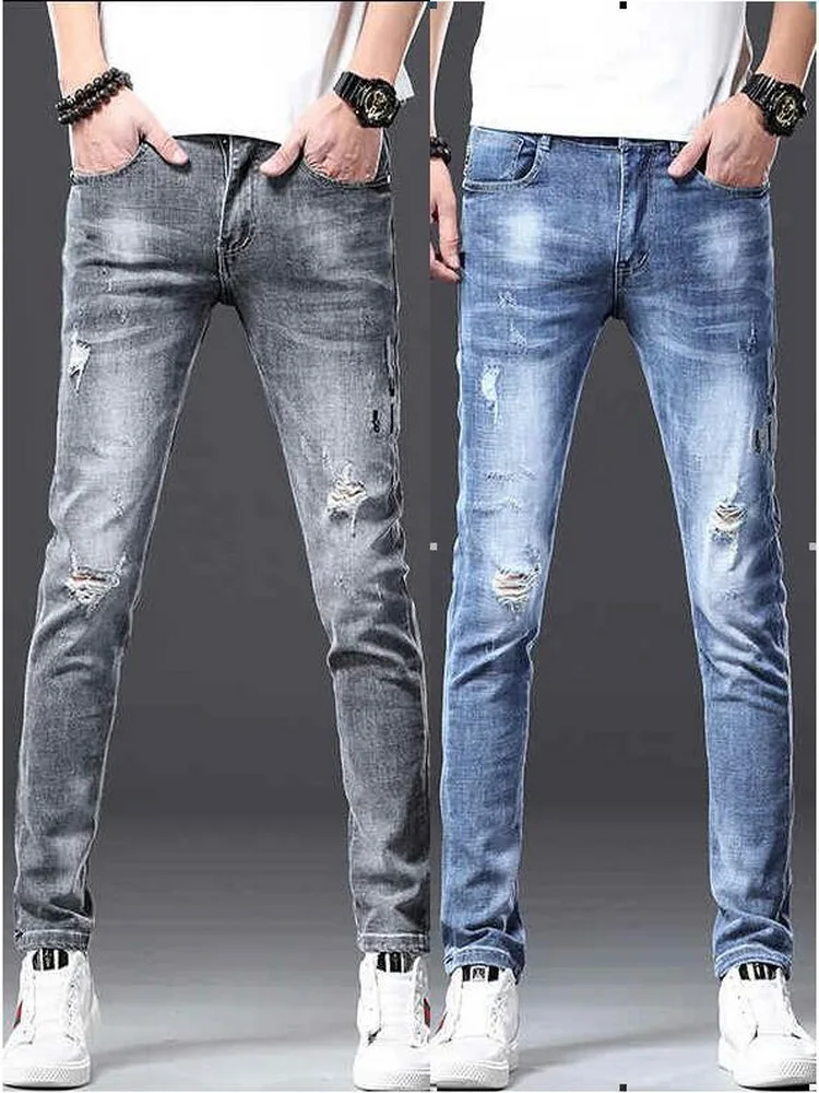 More Styles  Men Jeans Male Hole Jeans Pants Feet Slim Men Casual Jeans Slim Stretch Jeans Classic Denim Pants