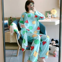 new pijama for female pajama cotton spring autumn long costume set japanese pajamas for woman sleepwear suit home wear nightgown