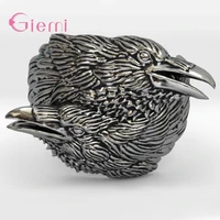 retro men women viking jewelry ravens ring norse mythology odin crow antique silver ring finger jewelry bijoux