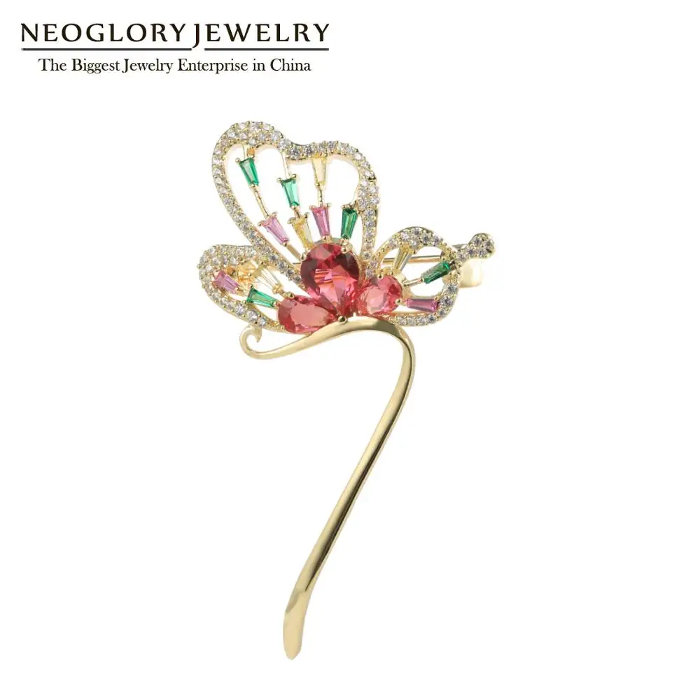 

Neoglory фантастические красочные броши в форме бабочки для женщин высококачественные циркониевые булавки для одежды подарок на день рождения и новый год для друга