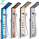 SHBSHAIMY черный Нержавеющаясталь набор для душа кран светодиодный синий душ Панель Multiunfction 6 водопроводных кранов; Jet и биде смеситель для душа