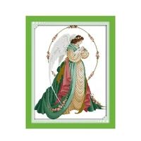 angel mother and son 2 cross stitch kit people count 18ct 14ct 11ct print embroidery diy handmade needlework craft tool decor