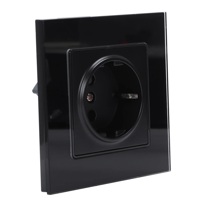 Black Eu Standard Power Socket White Crystal Glass Panel Ac 110~250V 16A Wall | Обустройство дома