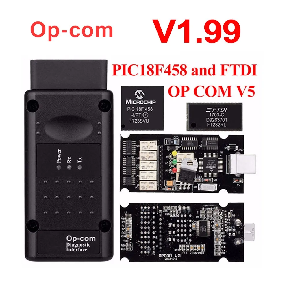 Автомобильный диагностический инструмент op com V 1 99 OBD 2 opcom V1.99 с PIC18F458 FTDI для Opel OP COM